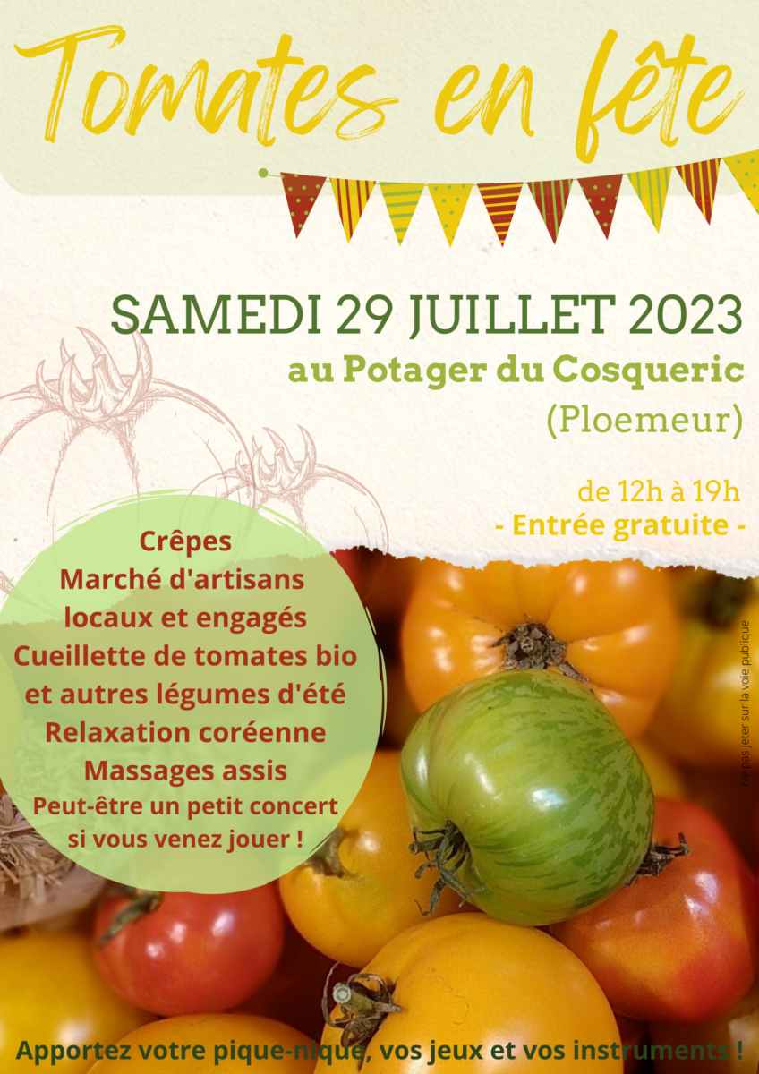 Tomates en fête au Potager du Cosqueric avec l'artelier de cloth, le samedi 29 juillet 2023, de midi à 19h.